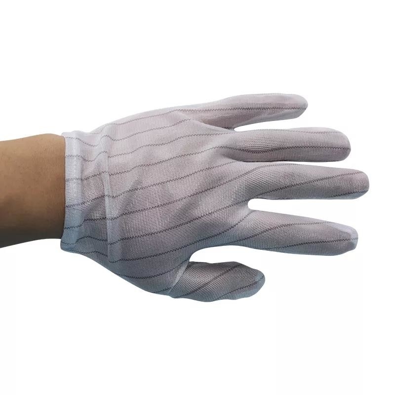 Nylon White ESD PU Top Carbon Fiber Anti Static Working Safety ESD Gloves Untuk Cleanroom
