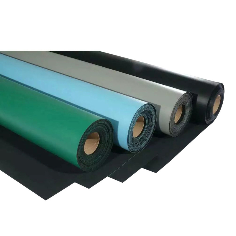 Biru Hijau Hitam 2mm 3mm Elektrostatik Kulit ESD Rubber Mat Untuk Meja Kerja