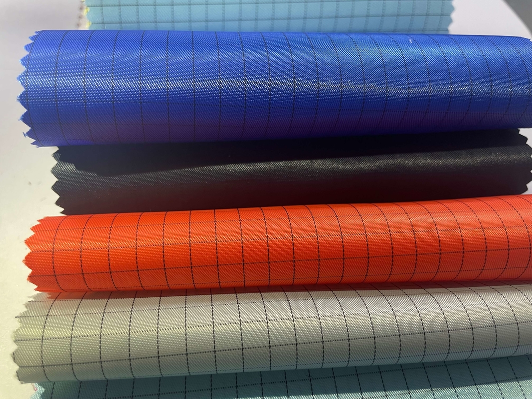 5mm ESD Grid Polyester Antistatic Anti Static Cleanroom Kain Konduktif Kain Pakaian Bebas Debu